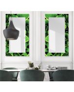 Printed Green Leaf Decorative Wall Mirror