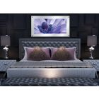 Printed Purple Floral Lilac Wall Decor Glass Standoff Frosted Frame