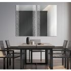 Decorative Modern Wave Etched Floating Frameless Wall Mirror
