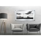 Desert Canyon Black and White Artistic Image, Acrylic Glass Standoff Wall Art, Satin White Glass Etched Frame, Reflective Mirror 3D Imaging