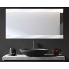 Contemporary Linear Line Etched Floating Frameless Wall Mirror 