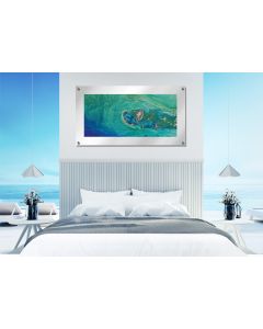Printed Ocean Water View Wall Decor Glass Standoff Frosted Frame