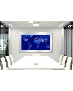 Printed World Map Satellite Wall Decor Glass Standoff Frosted Frame