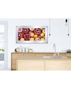 Citrus Fruit Wall Decor, Glass Standoff Gallery Wall Print, White Etched Frosted Frame