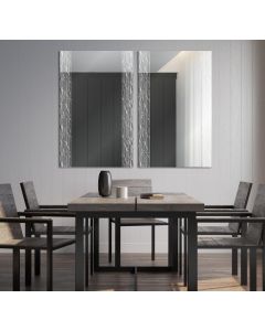 Decorative Modern Wave Etched Floating Frameless Wall Mirror