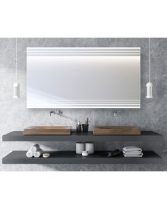 Contemporary Stripes Etched Floating Frameless Wall Mirror 