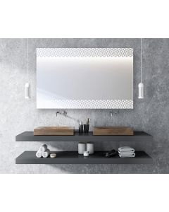 52" x 28" Contemporary Triangle Etched Floating Frameless Wall Mirror