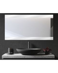 Contemporary Linear Line Etched Floating Frameless Wall Mirror 
