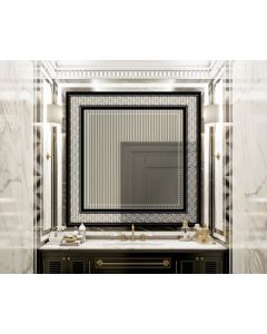 Hospitality Luxe Spiral Square Etched Designer Wall Mirror 