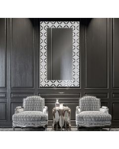 Modern Floral Clover Etched Hospitality Wall Mirror 