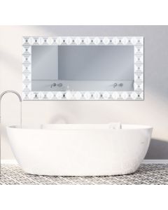 Decorative Square Cubed Etched Floating Frameless Wall Mirror
