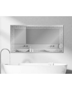 52" x 28" Decorative Square Cubed Etched Floating Frameless Wall Mirror