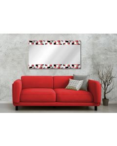 38" x 26" Printed Red and Black Checker Decorative Wall Mirror
